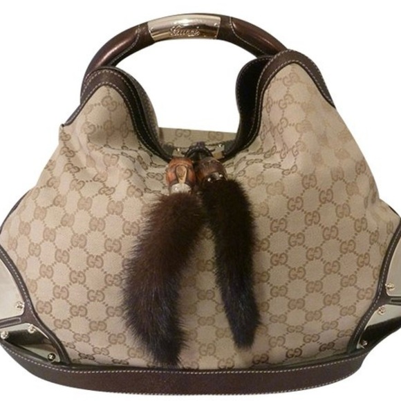 Gucci Cream and Brown Hobo Bag with Wooden Handle - Picture 1 of 5